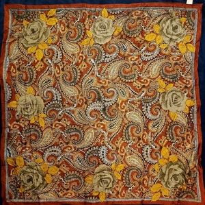 Large 70's silk floral paisley Wagon scarf